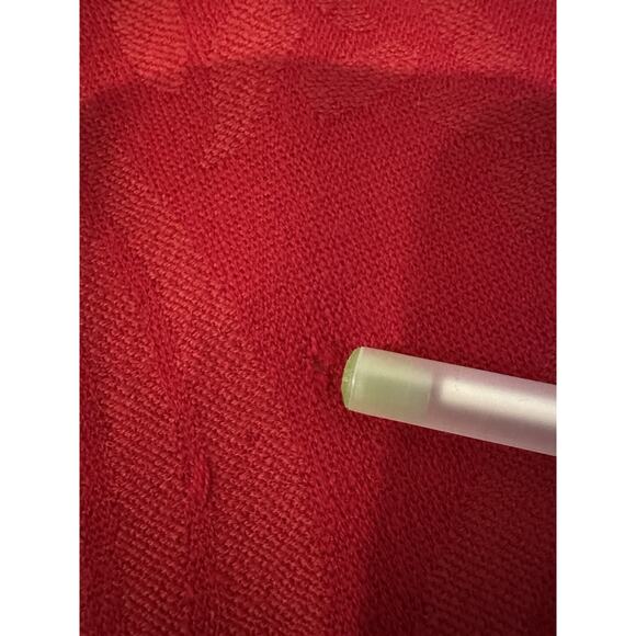 PATRIC FRANCIS Wool Scarf Red Fringe Extra Soft 15"x70" Ireland Flaws See Pics - Picture 6 of 6